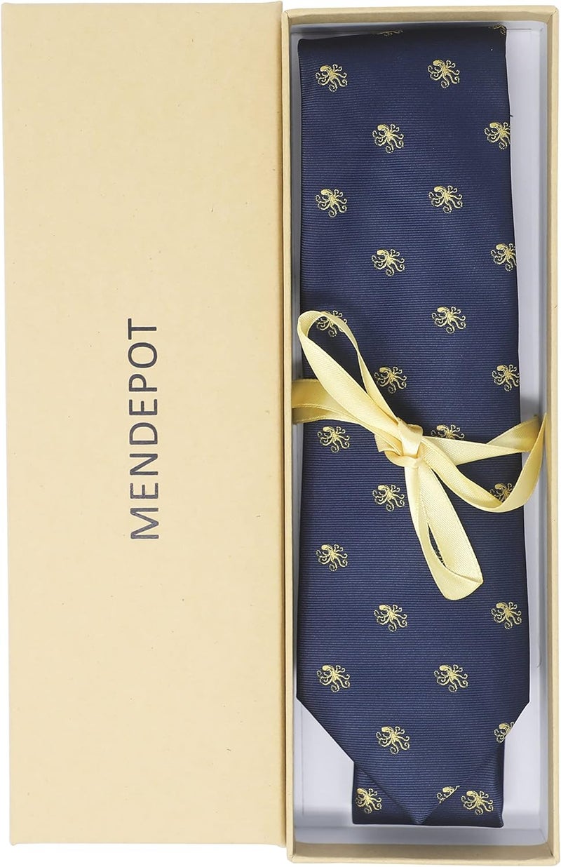 MENDEPOT Animal Pattern Necktie With Gift Box Sea Animal Pattern Tie Father's Day Birthday Gift Tie - Image 4